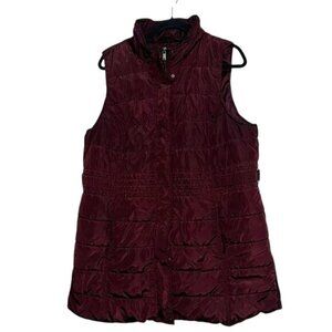 Maurices Burgundy Puffer Vest Size 1 With Stand Collar & Zip Closure